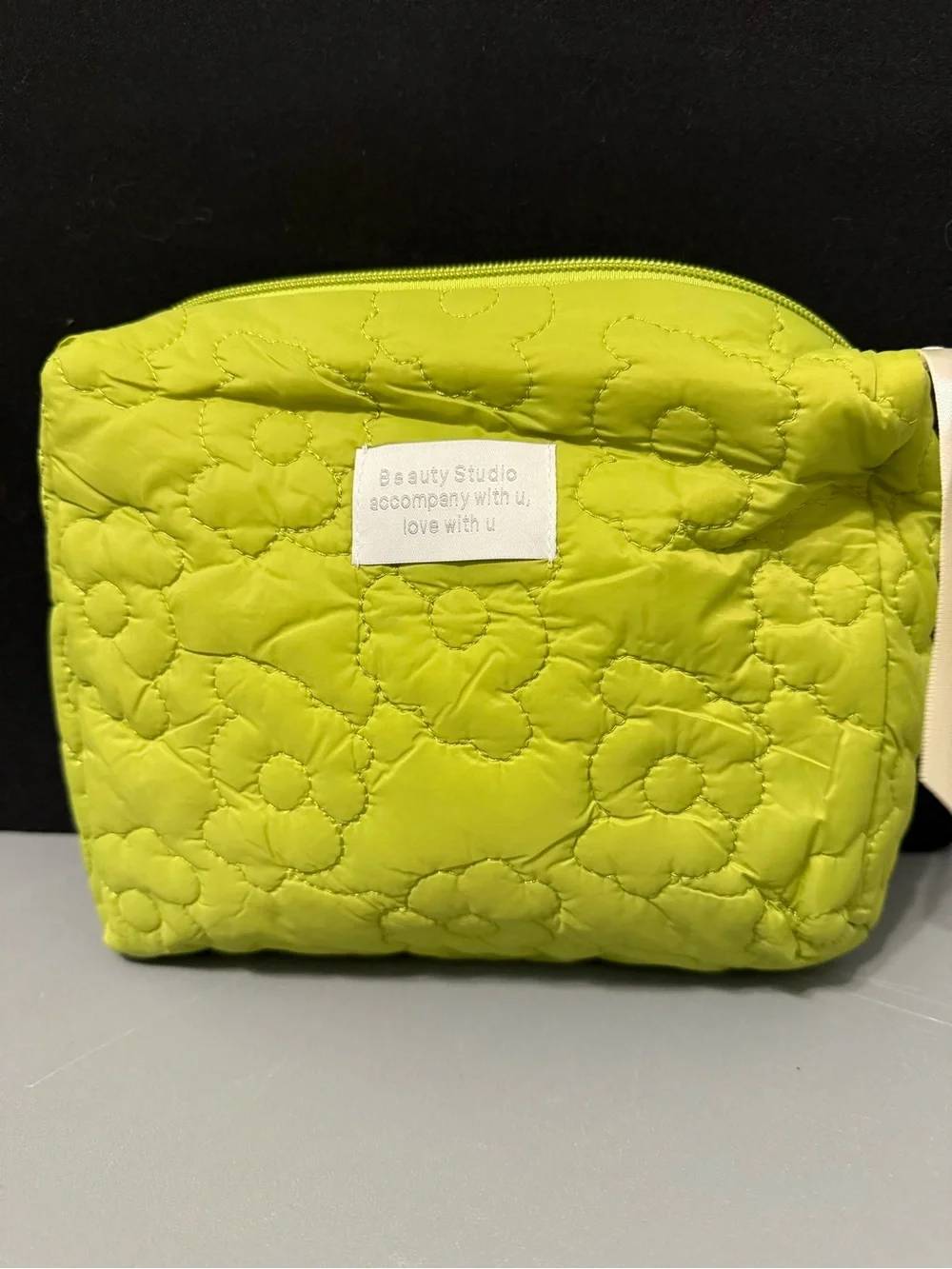 Quilted Floral Cosmetic Pouch